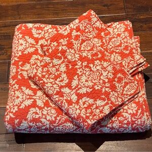 Global Coral Damask Queen Quilt set